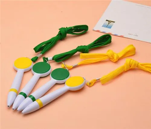 둥근 상단 끈 코드 플라스틱 펜